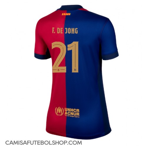 Camisa de time de futebol Barcelona Frenkie de Jong #21 Replicas 1º Equipamento Feminina 2024-25 Manga Curta